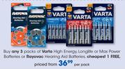 Varta High Energy, Longlife Or Max Power Batteries Or Rayovac Hearing Aid Batteries-Per Pack
