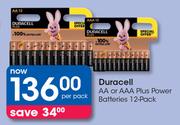 Duracell AA Or AAA Plus Power Batteries-12 Per Pack