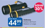 Safeway Rubber LED Torch (Medium Or Large)-Each