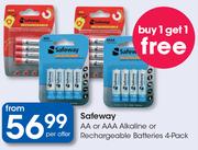 Safeway AA Or AAA Alkaline Or Rechargeable Batteries-4's Pack Per Offer