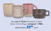 Clicks Porcelain Or New Bone China Mugs-Each