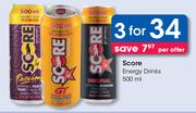 Score Energy Drinks-For 3 x 500ml Per Offer