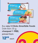 Clicks Smartbite Foods Date Bars-35g Each