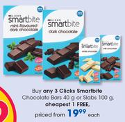 Clicks Smartbite Chocolate Bars 40g Or Slabs 100g-Each