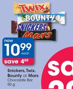 Snickers, Twix, Bounty Or Mars Chocolate Bar-50g Each