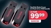 Sandisk Blade Cruzer 2.0 Flash Drive 16GB Bundle-For 2