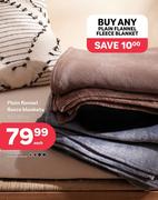 Plain Flannel Fleece Blankets 125 x 150cm-Each