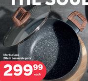 Marble Look 20cm Casserole Pots-Each
