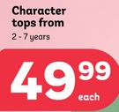 Character Tops  2-7 Years-Each