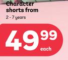 Character Shorts 2-7 Years-Each