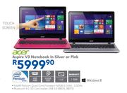 Acer Aspire V3 Notebook In Silver or Pink Each