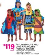 Assorted Boys And Girls Character Hooded Towels-Each