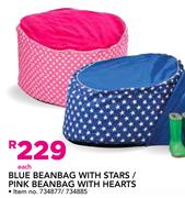 Blue Beanbag With Stars/Pink Beanbag With Hearts-Each