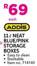 Addis 11Ltr Neat Blue/Pink Storage Boxes-Each