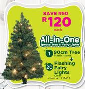 All In One Spruce Tree And Fairy Lights-Each