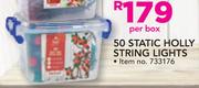 50 Static Holly String Lights-Per Box