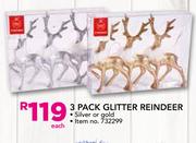 3 Pack Glitter Reindeer-Each
