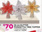 26cm Glitter Poinsettia Tree Topper-Each