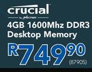Crucial Micron 4GB 1600Mhz DDR3 Desktop Memory