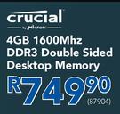 Crucial Micron 4GB 1600Mhz DDR3 Double Sided Desktop Memory