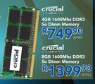 Crucial Micron 8GB 1600Mhz DDR3 So Dimm Memory