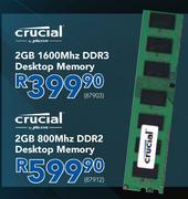 Crucial Micron 2GB 1600Mhz DDR3 Desktop Memory