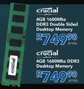 Crucial Micron 4GB 1600Mhz DDR3 Double Sided Desktop Memory