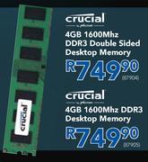 Crucial Micron 4GB 1600Mhz DDR3 Desktop Memory