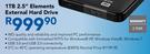 WD 1TB 2.5" Elements External Hard Drive