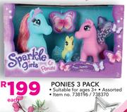 Sparkle Girlz Ponies 3 Pack-Each