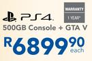 PS4 500GB Console+ GTA V