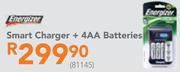 Energizer Smart Charger + 4AA Batteries