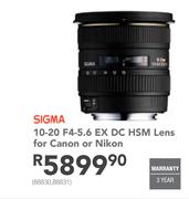 Sigma 10-20 F4-5.6 EX DC HSM Lens For Canon Or Nikon