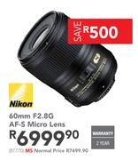 Nikon 60mm F2.8G AF-S Micro Lens