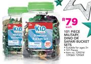 Kid Connection 101 Piece Military Dino Or Safari Bucket Sets-Each