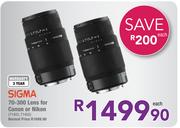 Sigma 70-300 Lens For Canon Or Nikon 71403, 71402-Each