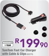 TomTom Fast Car Charger With Cable & Clips(82270)