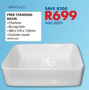 Splashworks Free Standing Basin-480 x 370 x 130mm