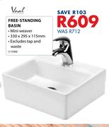 Vaal Free Standing Basin-330 x 295 x 115mm