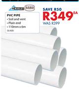 Marley PVC Pipe-110mm x 6m Each
