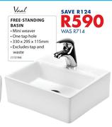 Vaal Free Standing Basin-330 x 295 x 115mm
