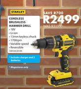 Stanley Cordless Brushless Hammer Drill SBH20D2K-B9