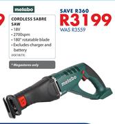Metabo Cordless Sabre Saw ASE18LTX