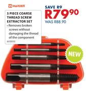Harden 5 Piece Coarse Thread Screw Extractor Set