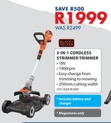 Black + Decker 3-In-1 Cordless Strimmer Trimmer