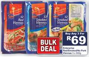Enterprise Red/Smoked/No Pork Viennas-3x500g