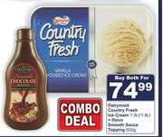 Dairymaid Country Fresh Ice Cream 1.5/1.8Ltr Plus Free Illovo Smooth Sauce Topping 500g Combo