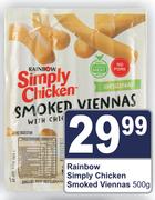 Rainbow Simply Chicken Smoked Viennas-500g