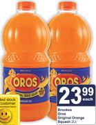 Brookes Oros Original Orange Squash-2Ltr Each