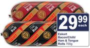 Eskort Bacon/Chilli/Ham & Tongue Rolls-700g Each